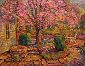  paleta Pintura - pozo jardín por espátula